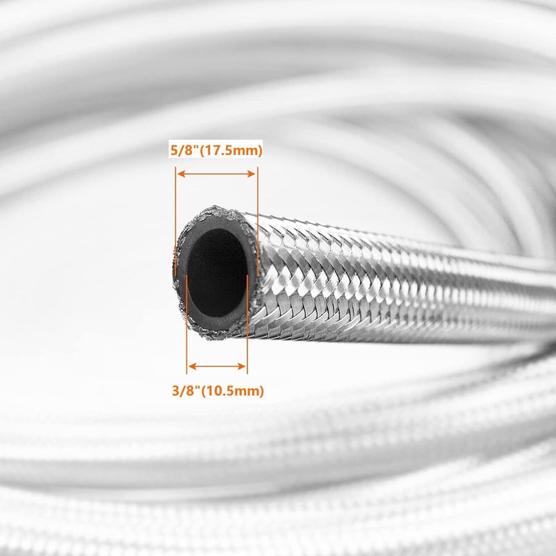 CarBole 3 FT 6AN 3/8" ID Fuel Line Stainless Steel Braided Hose Kit, With 2 pcs AN6 Fitting Universal for Racing Fuel, Gas, Coolant - Image 3